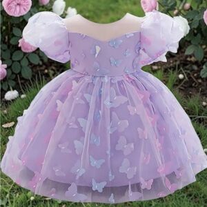Purple Butterfly Kids Dress